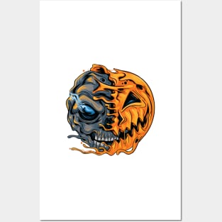 Spooky Pumpkin Skull Halloween Simple Costume Gift Posters and Art